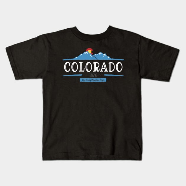 Colorado Flag Mountain Range Kids T-Shirt by TuckerMcclainKNVUu